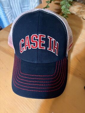 Navy and Red Embroidered Trucker Hat